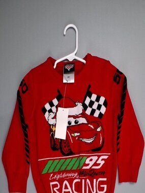 NWT Disney Pixar Cars Lightning McQueen Christmas Holiday Sweater - Red 3T